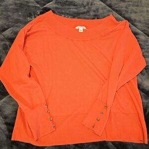 Women's Orange Top with Button Detail